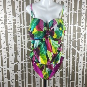 La Blanca Colorful Palm Leaf Print One Piece Swimsuit sz 20W